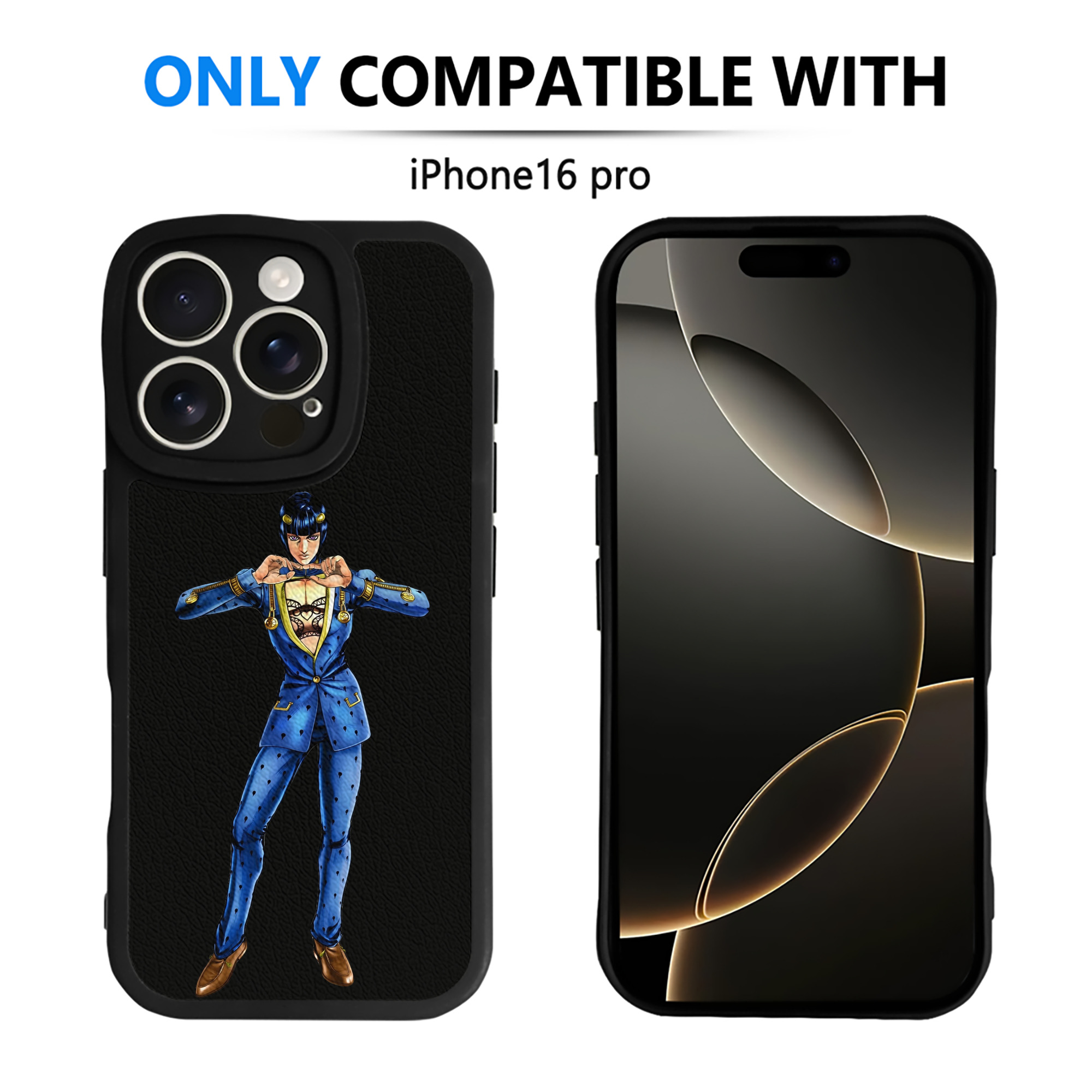 （画像用） ジョジョの奇妙な冒険 ブローノ?ブチャラティ JoJo's Bizarre Adventure Bruno Bucciarati 【iPhone 16シリーズ対応】シリコンスマホケース（レザー調） 材質：シリコン